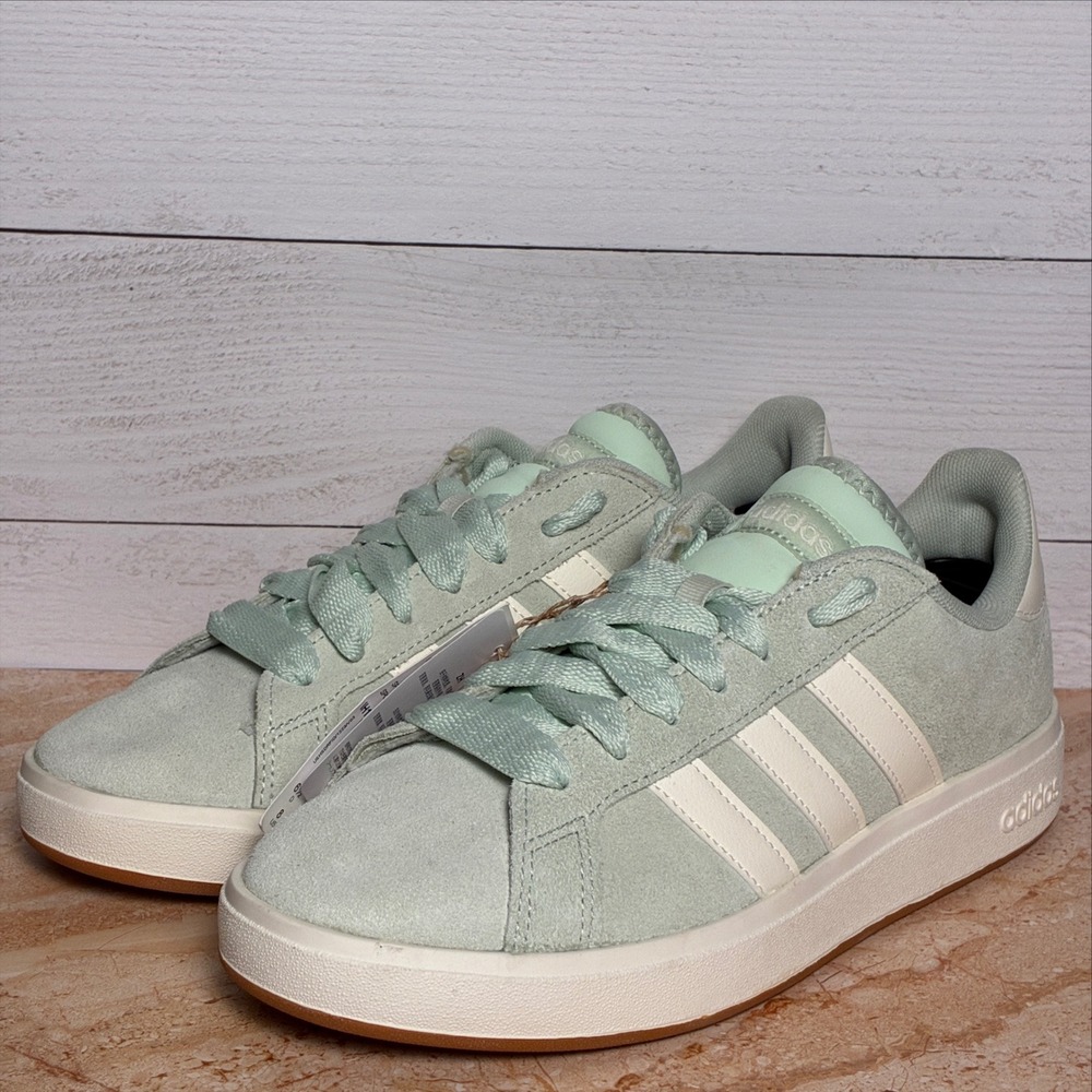 Adidas Grand Court 2.0 Mint Green Suede Sneakers NEW (NWT) IH1685 Womens 8 -0044